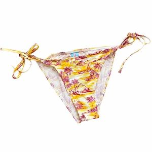 Vintage Y2K Tropical Cheeky Side Tie Bikini Bottoms